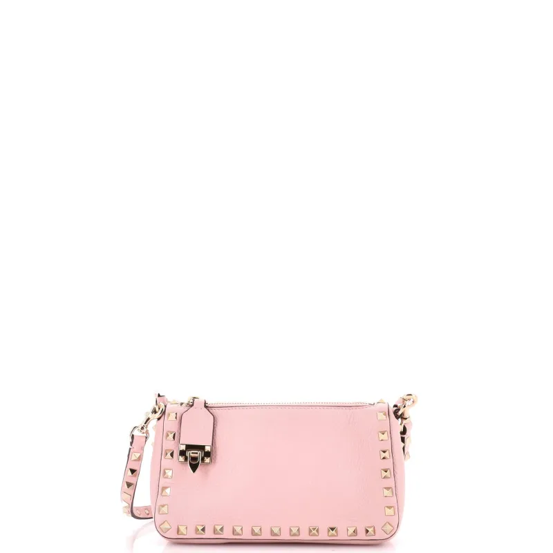 Rockstud Zip Pochette Shoulder Bag Leather Small made by Valentino Garavani