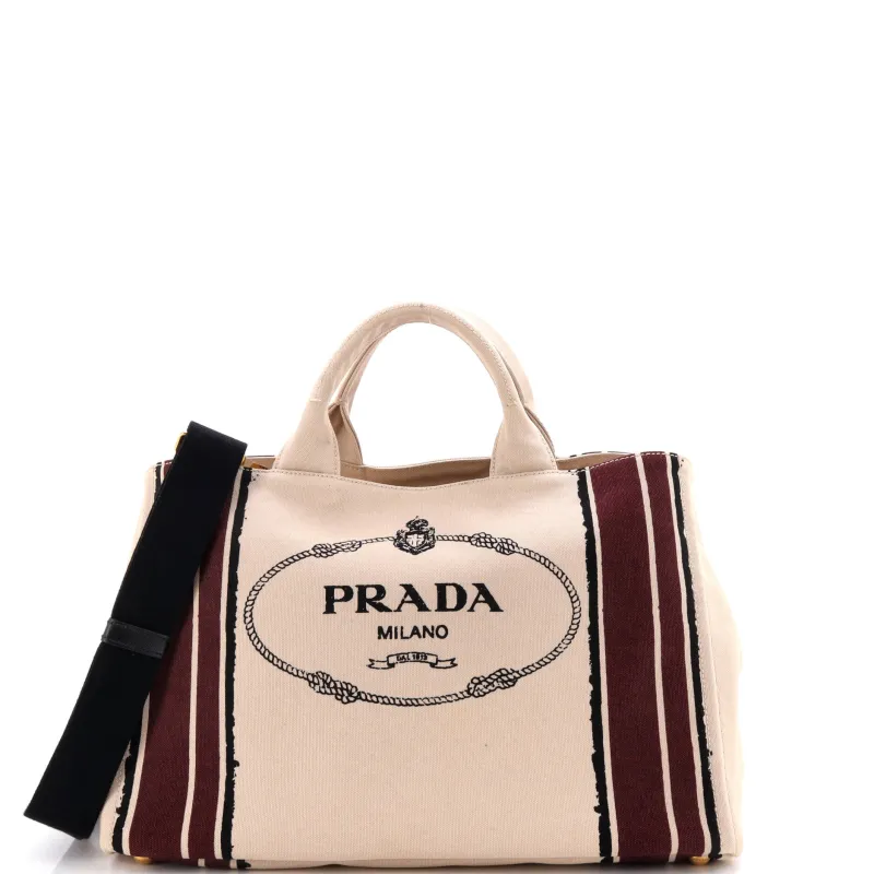 Canapa Convertible Tote Printed Canvas Large made by Prada