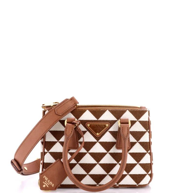 Galleria Double Zip Tote Printed Fabric Mini made by Prada