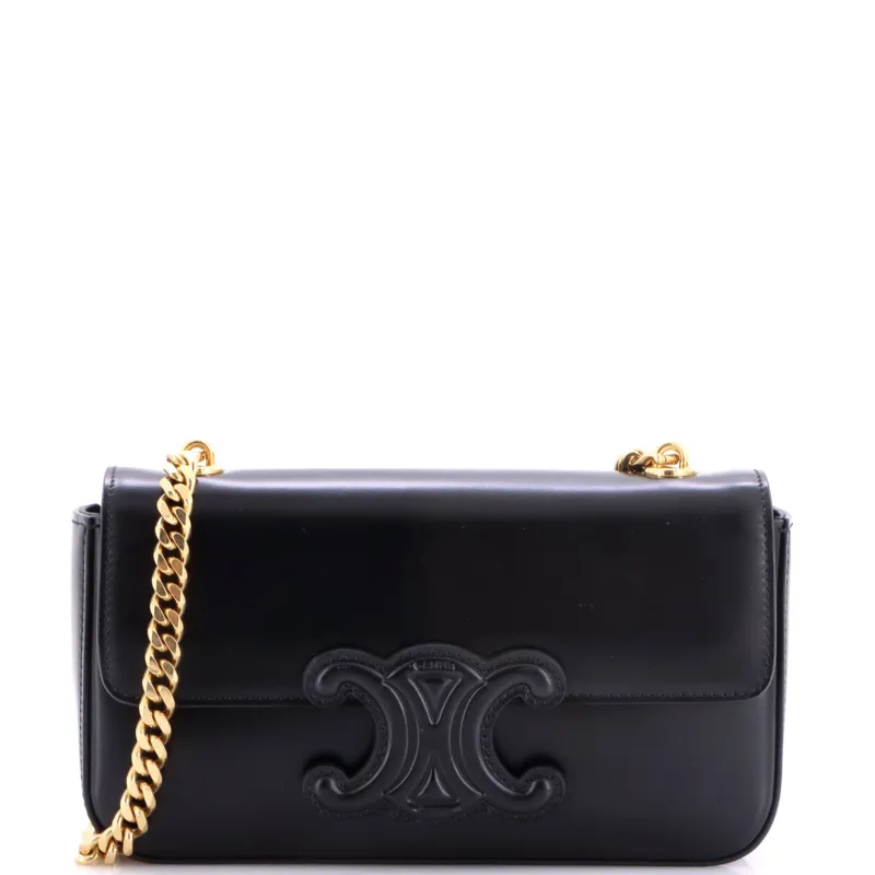 Triomphe Chain Shoulder Bag Leather Small made by Celine