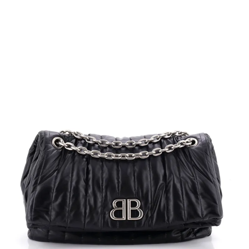 Monaco Chain Flap Shoulder Bag Quilted Leather Medium made by Balenciaga