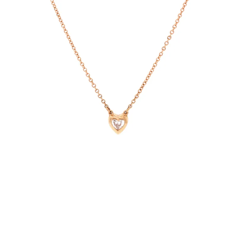 Elsa Peretti Diamonds By The Yard Heart Pendant Necklace 18K Rose Gold and Diamond made by Tiffany & Co.