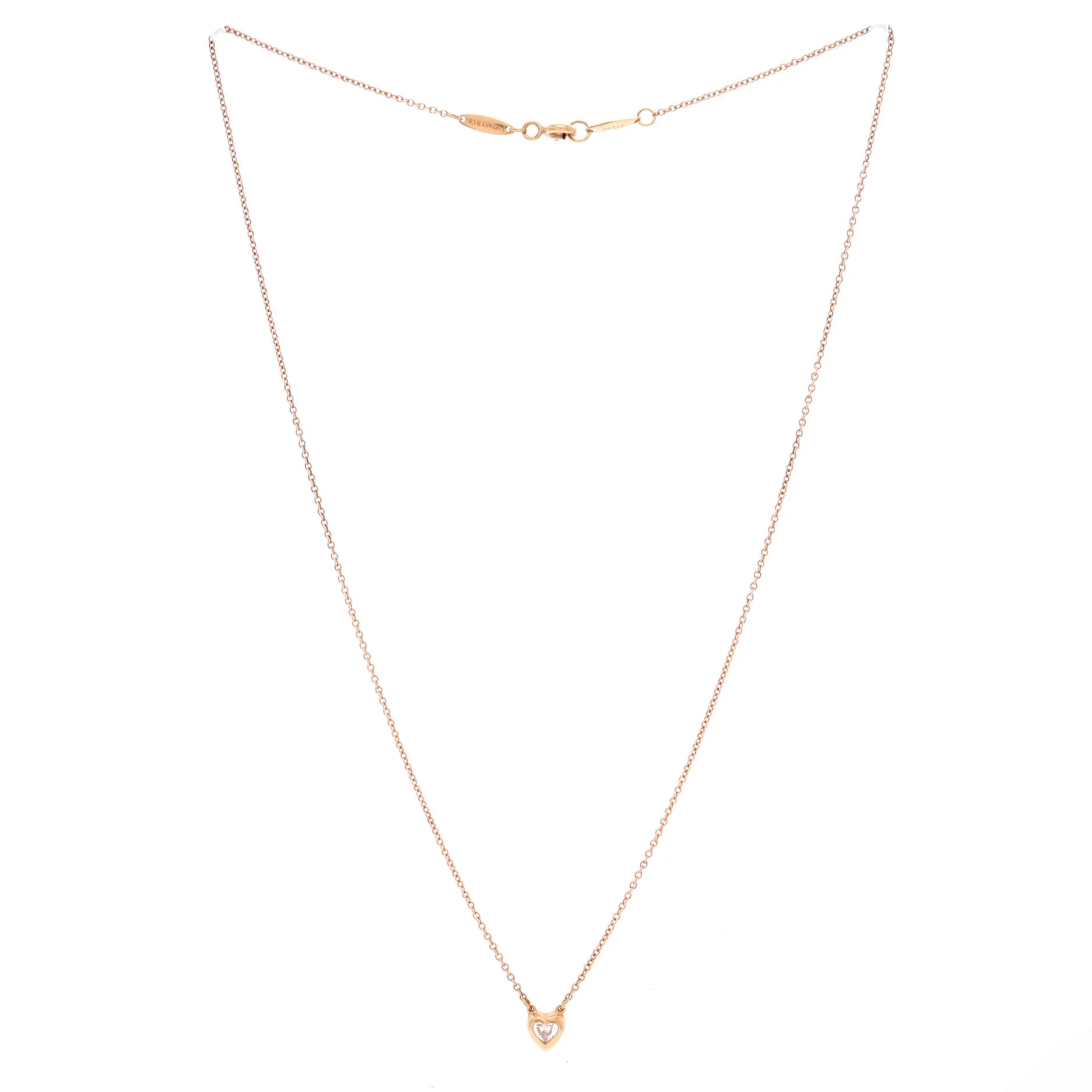 Elsa Peretti Diamonds By The Yard Heart Pendant Necklace 18K Rose Gold and Diamond sold by Zulily product image thumbnail 3