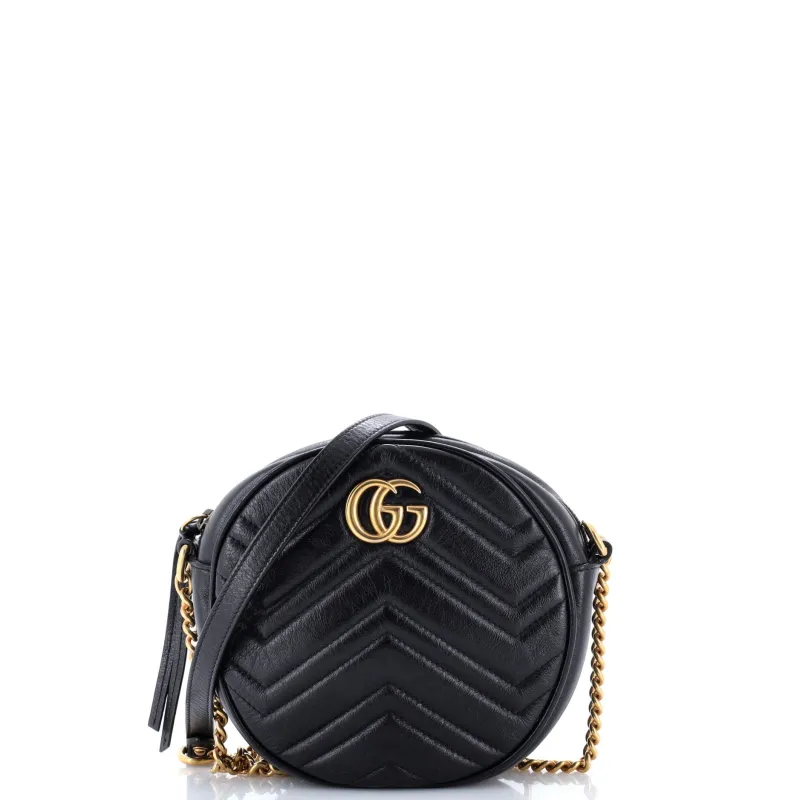 GG Marmont Round Shoulder Bag Matelasse Leather Mini made by Gucci