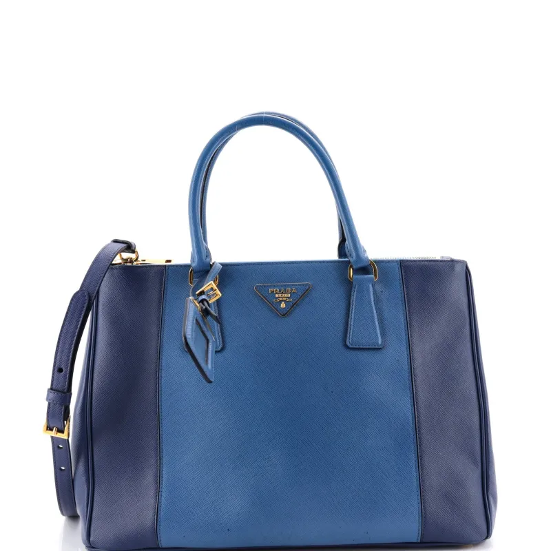 Bicolor Double Zip Lux Tote Saffiano Leather Medium made by Prada