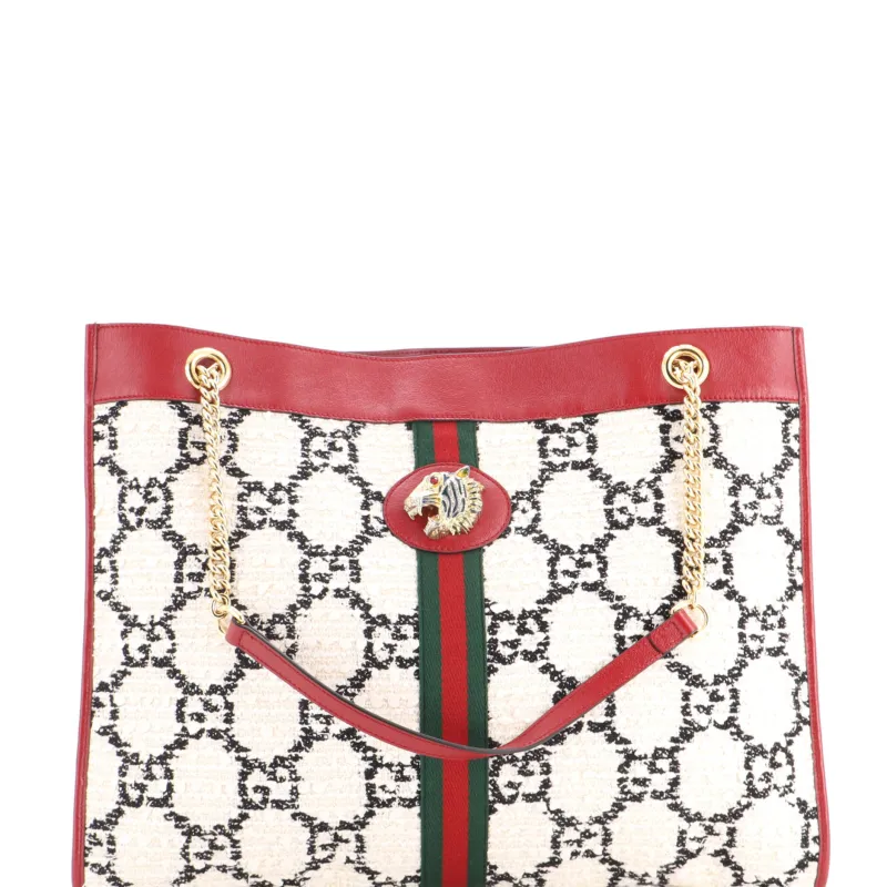 Rajah Chain Tote GG Tweed Large made by Gucci