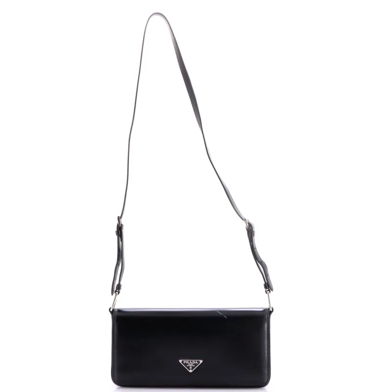 Femme Flap Shoulder Bag Spazzolato Leather made by Prada