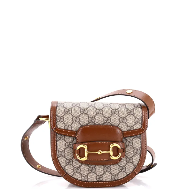Horsebit 1955 Rounded Shoulder Bag GG Coated Canvas and Leather Mini made by Gucci