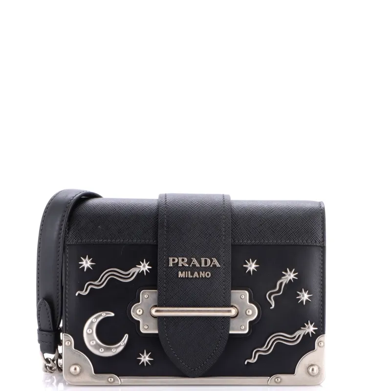 Cahier Crossbody Bag Embellished Leather Small made by Prada