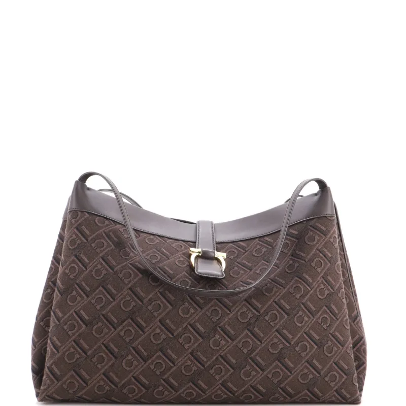 Gancini Shoulder Tote Bag Gancini Jacquard Medium made by Salvatore Ferragamo