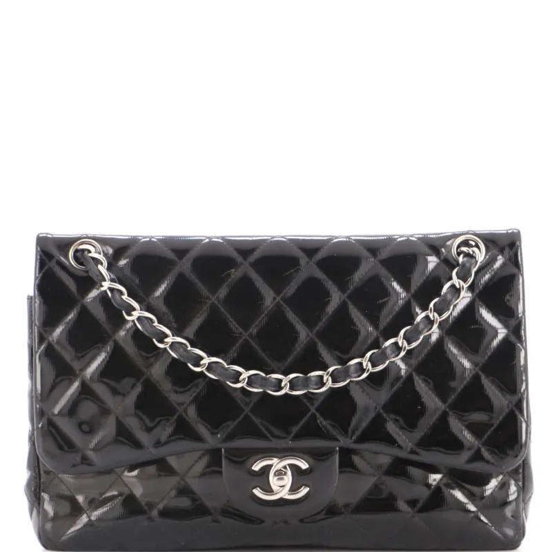 Classic Double Flap Bag Quilted Patent Jumbo made by Chanel