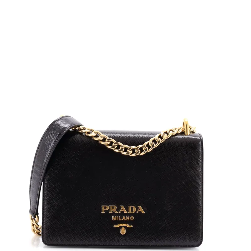 Chain Flap Crossbody Bag Vernice Saffiano Leather Small made by Prada