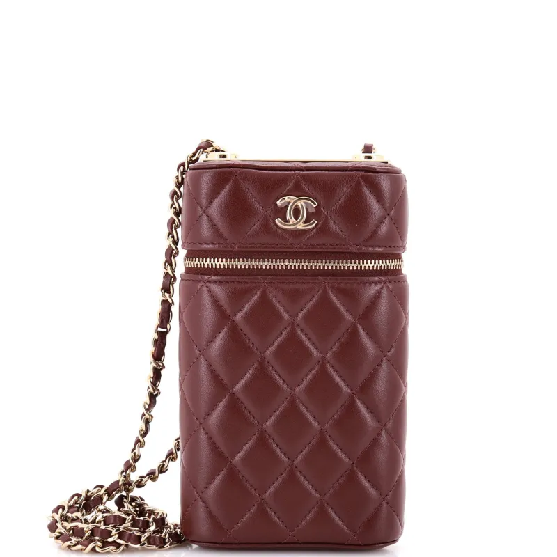 Trendy CC Zip Phone Holder Crossbody Bag Quilted Lambskin made by Chanel