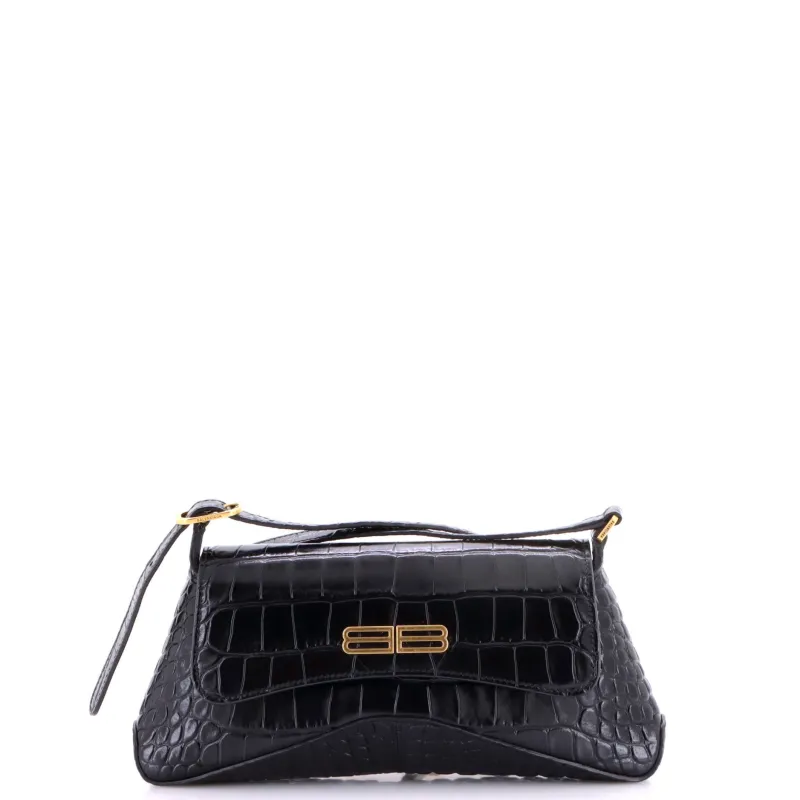 XX Flap Street Shoulder Bag Crocodile Embossed Leather Small made by Balenciaga