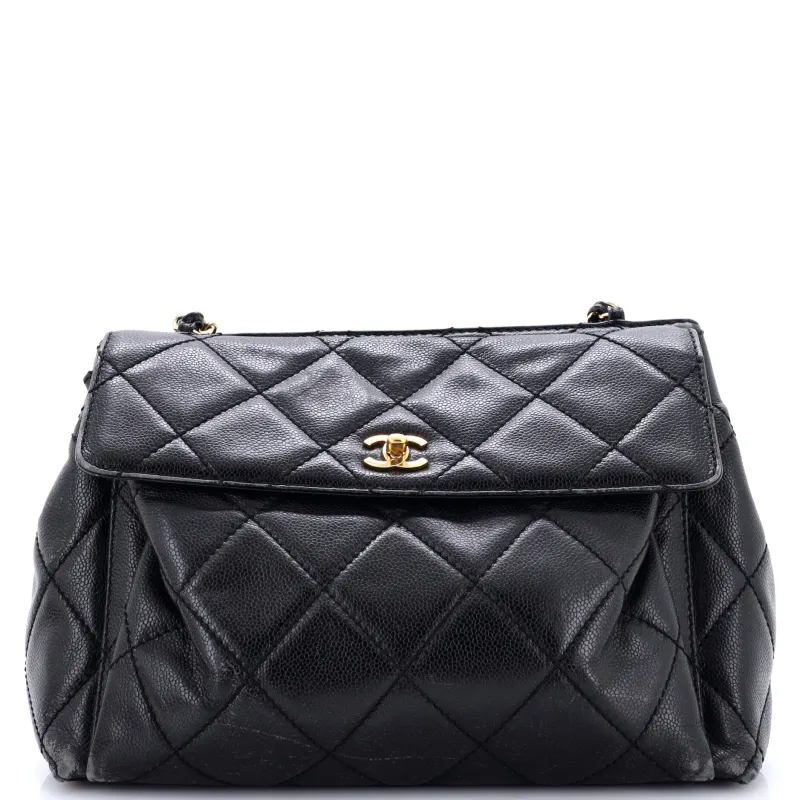 Vintage Front Pocket Shoulder Bag Quilted Lambskin Large made by Chanel