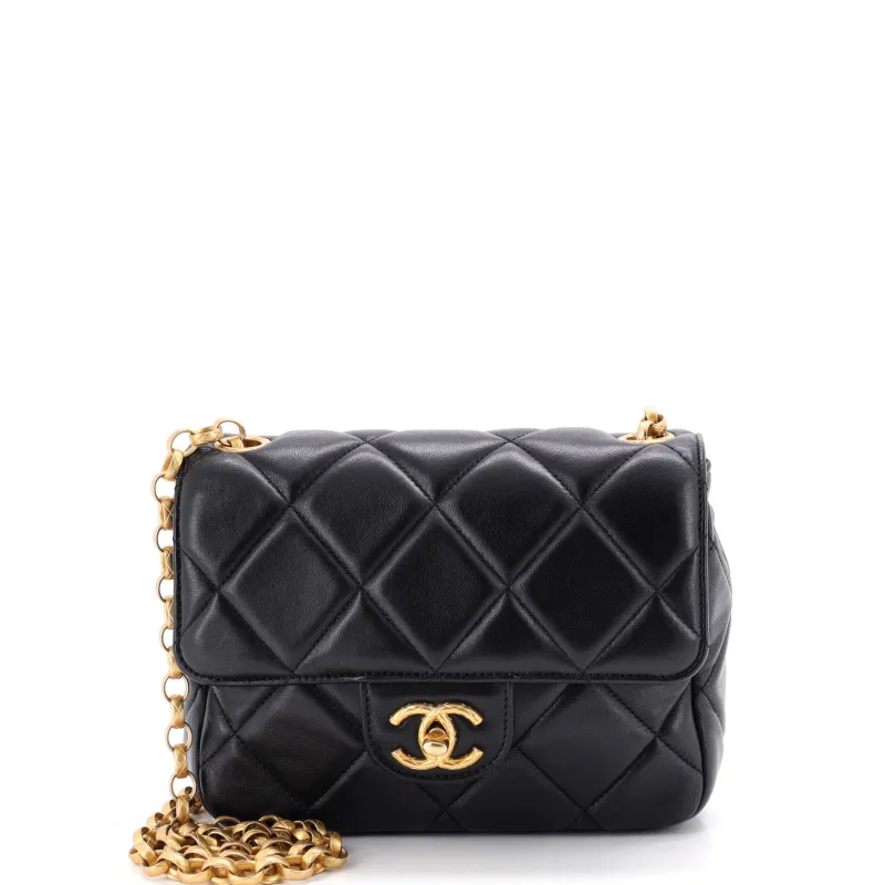 Medallion Chain Flap Bag Quilted Lambskin made by Chanel
