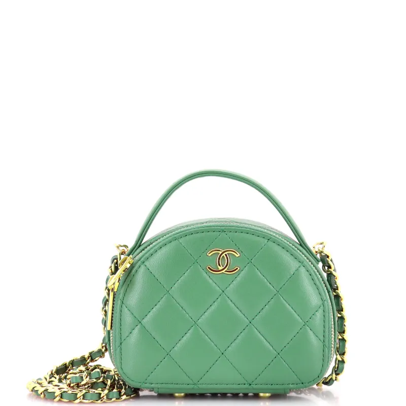 Chic Riviera Vanity Case with Chain Quilted Lambskin Mini made by Chanel