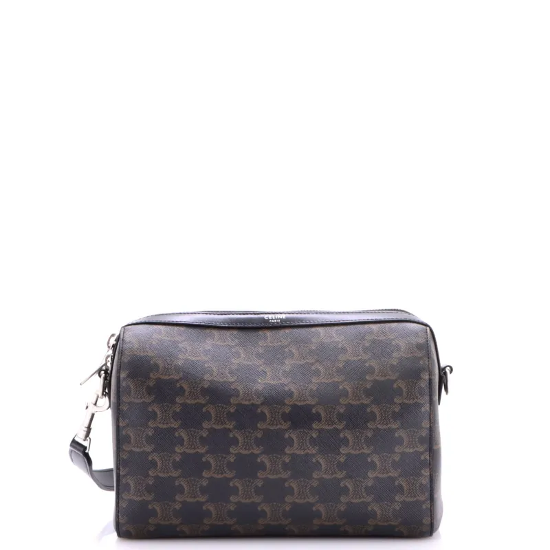Convertible Zip Boston Bag Triomphe Coated Canvas Mini made by Celine