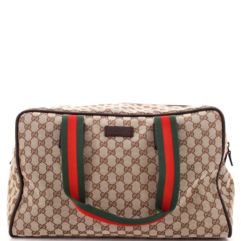 Web Carry On Duffle Bag GG Canvas with Leather Medium made by Gucci