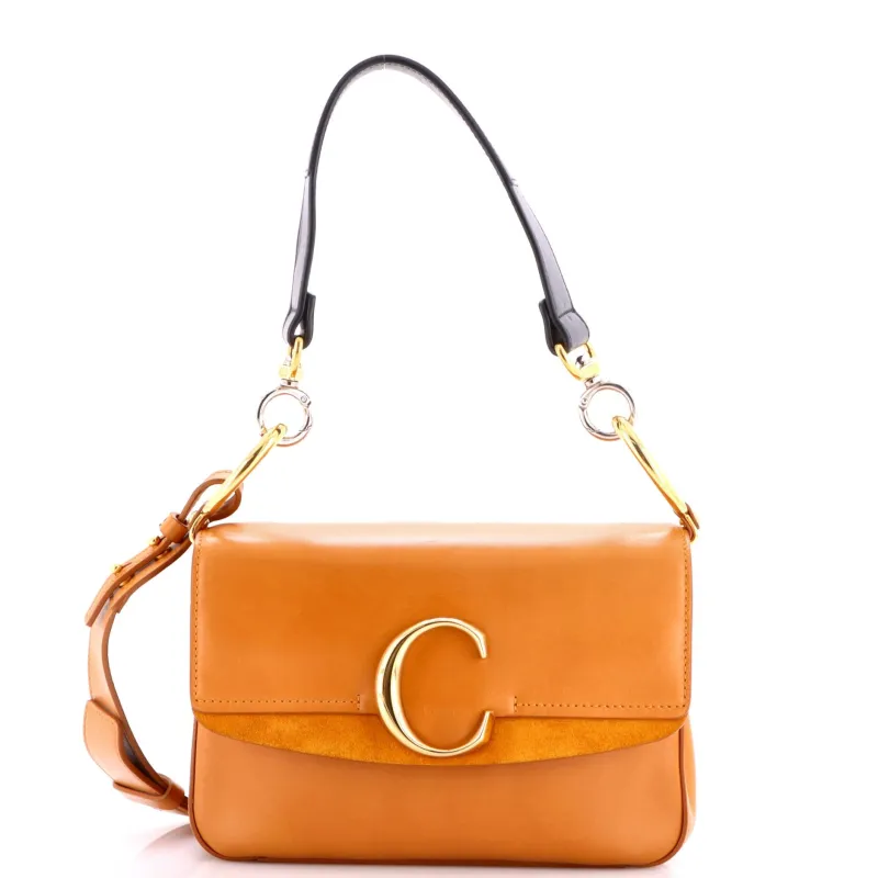 C Double Carry Bag Leather Small made by Chloe