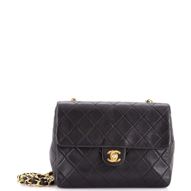 Vintage Square Classic Flap Bag Quilted Lambskin Small made by Chanel