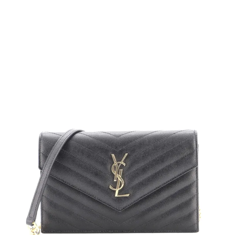 Classic Monogram Wallet on Chain Matelasse Chevron Leather Small made by Yves Saint Laurent