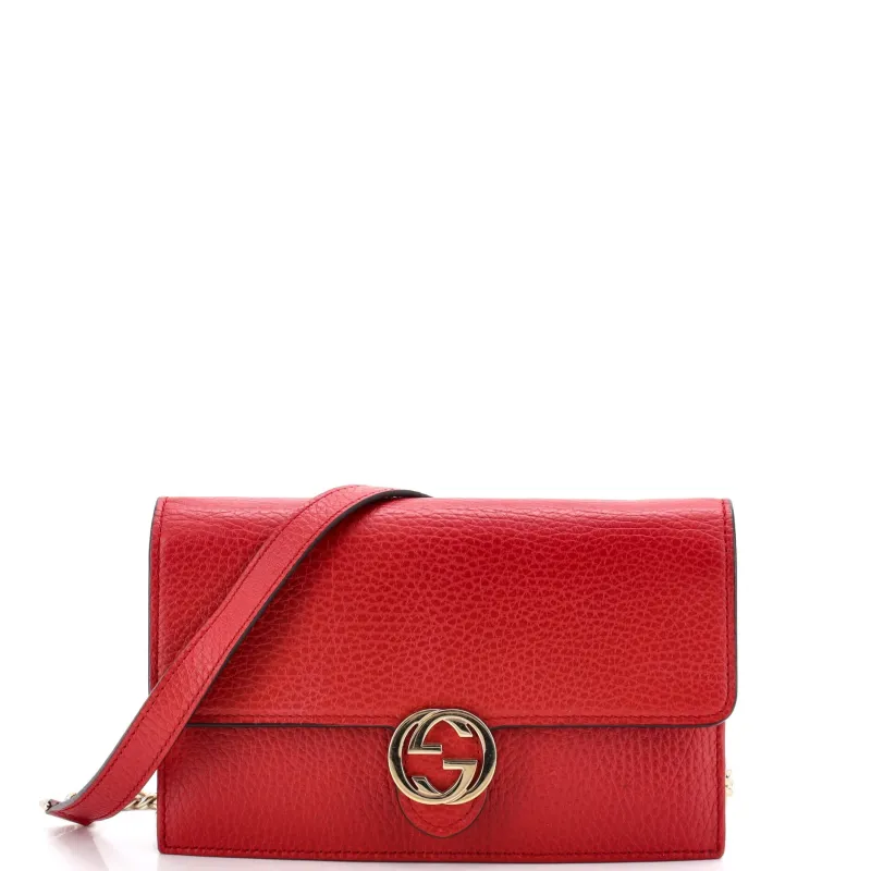Interlocking Wallet on Chain Leather made by Gucci
