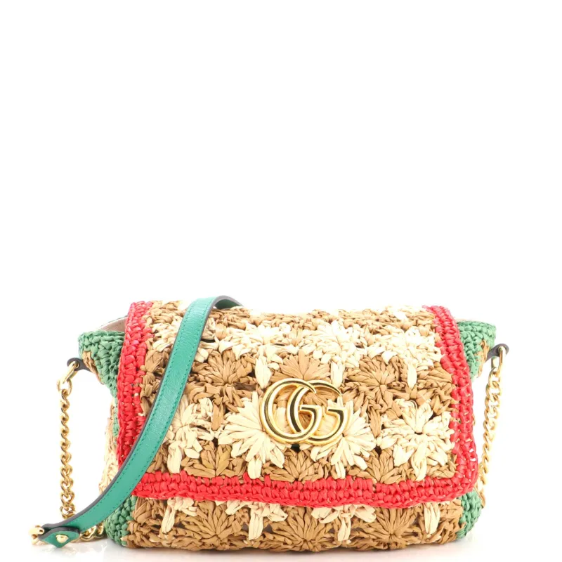 GG Marmont Flap Bag Raffia Small made by Gucci