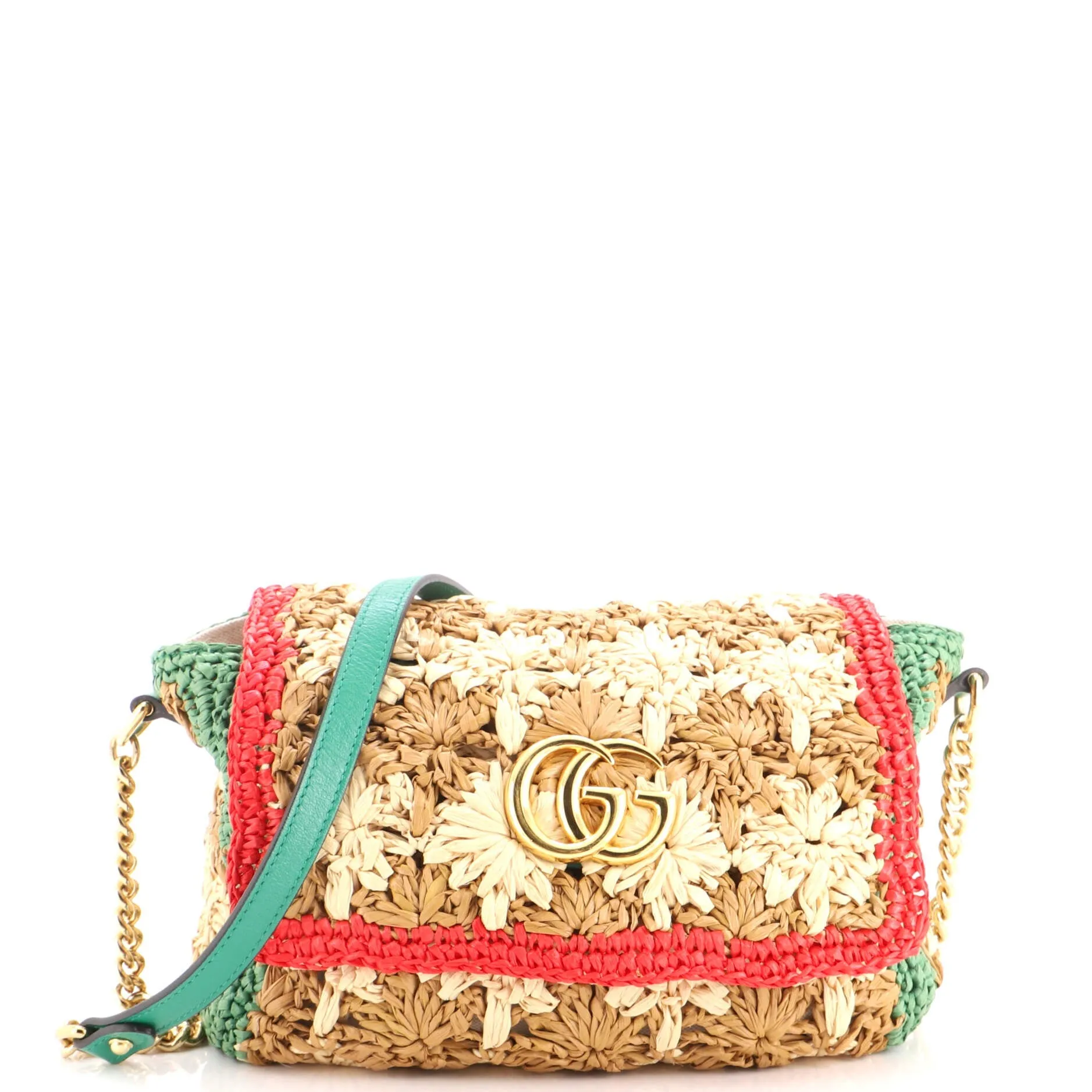 GG Marmont Flap Bag Raffia Small sold by Zulily