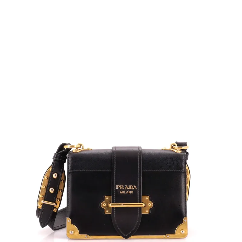 Cahier Crossbody Bag Leather and Saffiano Leather Small made by Prada