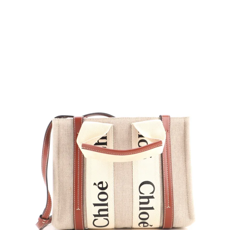 Woody Convertible Tote Canvas with Leather Small made by Chloe