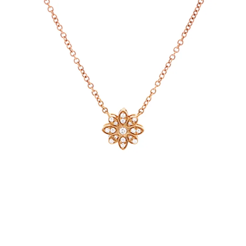 Enchant Flower Pendant Necklace 18K Rose Gold with Diamonds made by Tiffany & Co.