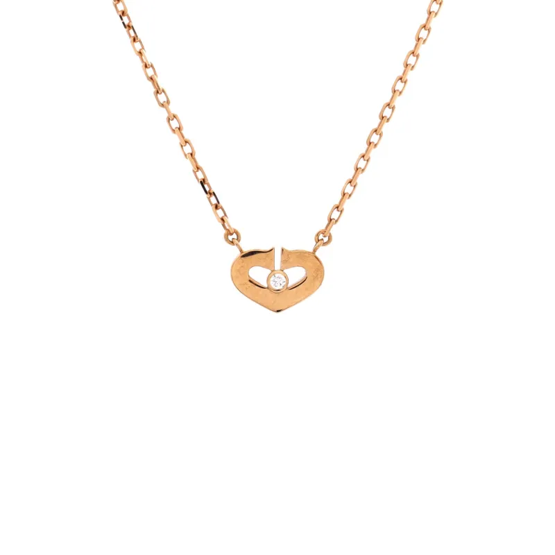C Heart de Cartier Pendant Necklace 18K Rose Gold with Diamond XS made by Cartier