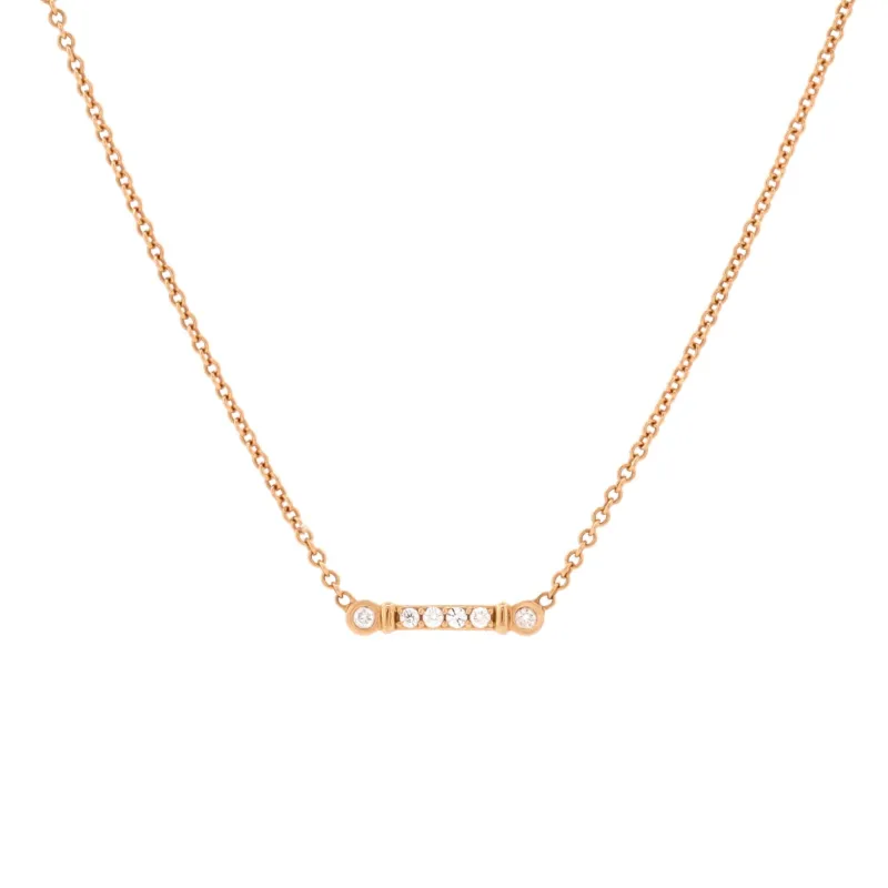 Fleur de Lis Key Bar Pendant Necklace 18K Rose Gold and Diamonds made by Tiffany & Co.