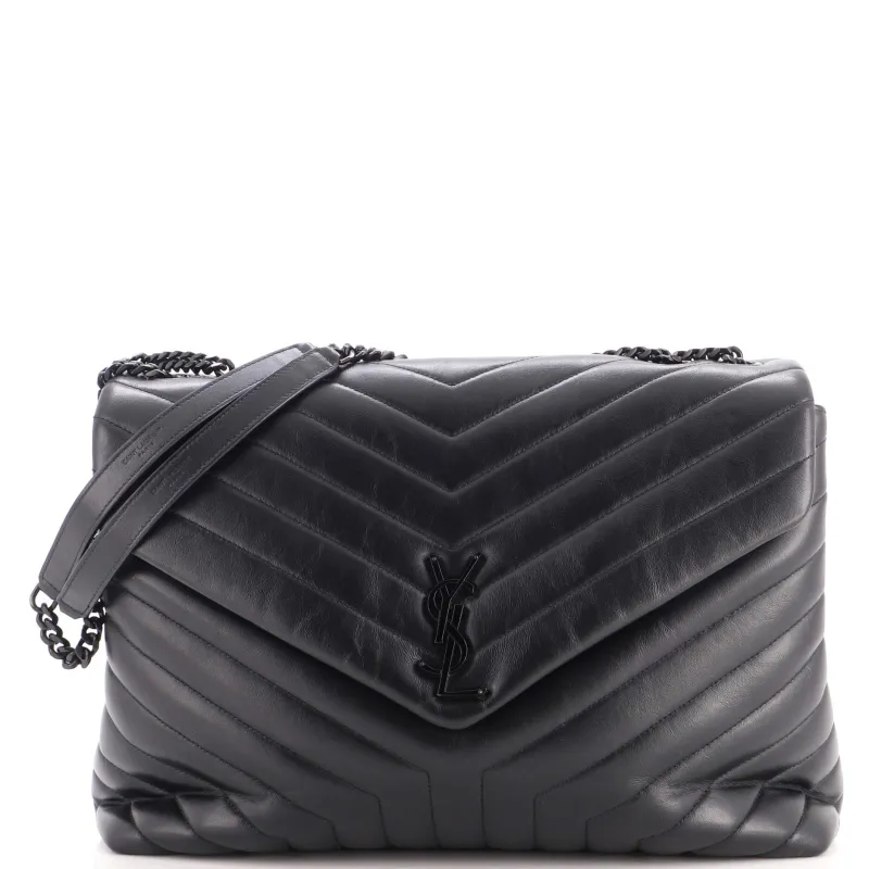 Loulou Shoulder Bag Matelasse Chevron Leather Large made by Yves Saint Laurent