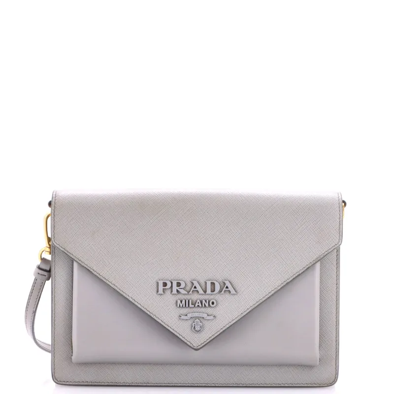 Monochrome Envelope Crossbody Bag Saffiano with City Calf Mini made by Prada