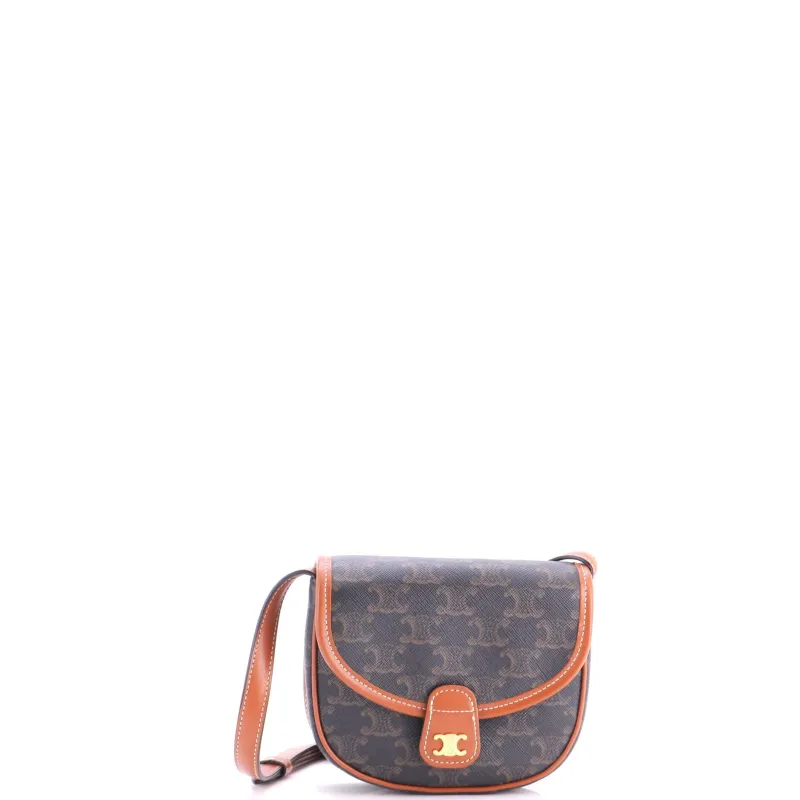 Besace Flap Bag Triomphe Coated Canvas Mini made by Celine