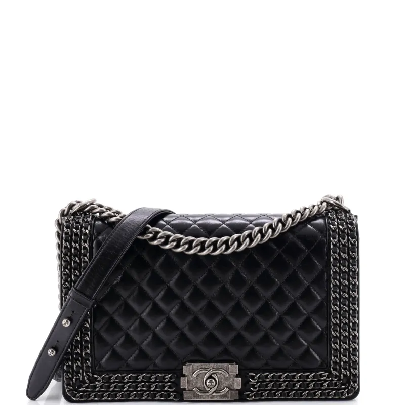 Chained Boy Flap Bag Quilted Glazed Calfskin New Medium made by Chanel
