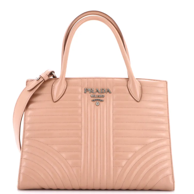Convertible Open Tote Diagramme Quilted Leather Medium made by Prada