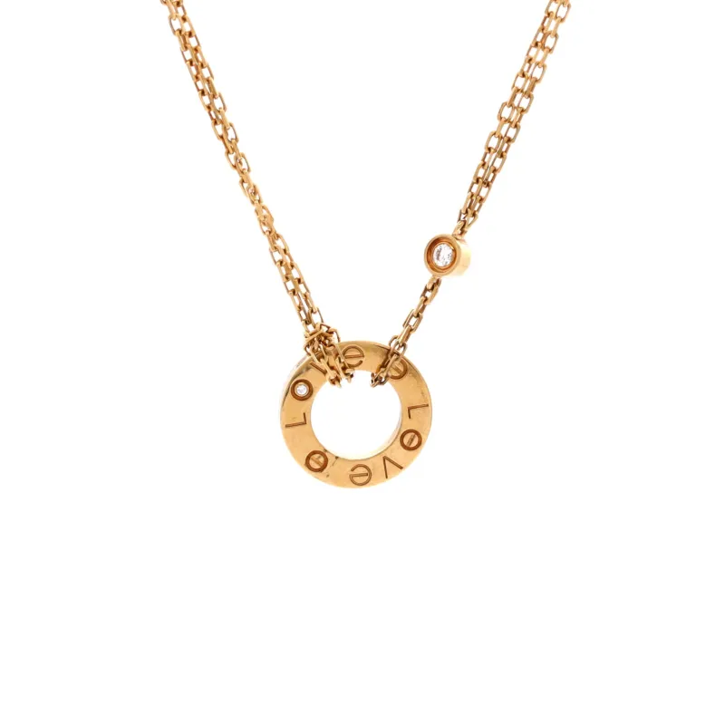 2 Diamonds Love Pendant Necklace 18K Yellow Gold and Diamonds made by Cartier