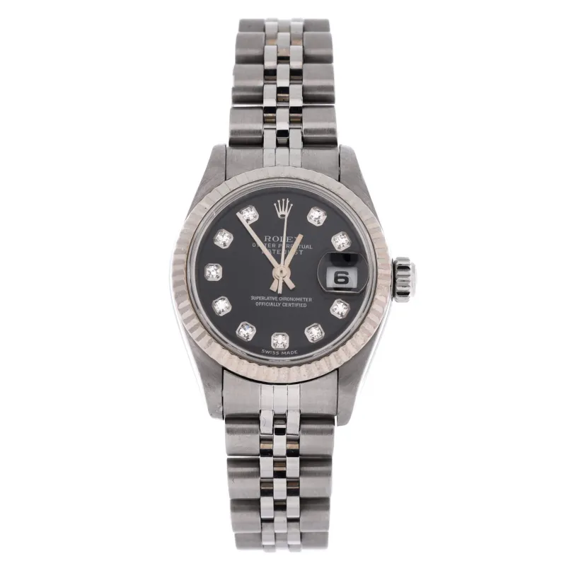 Oyster Perpetual Datejust Automatic Watch Stainless Steel and White Gold with Diamond Markers 26 made by Rolex