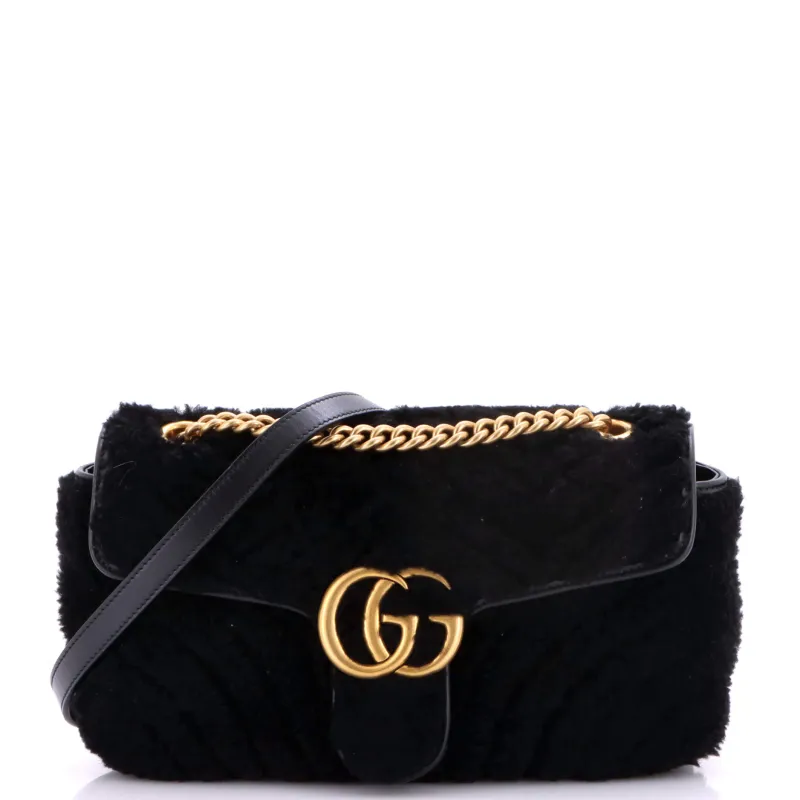 GG Marmont Flap Bag Matelasse Shearling Small made by Gucci