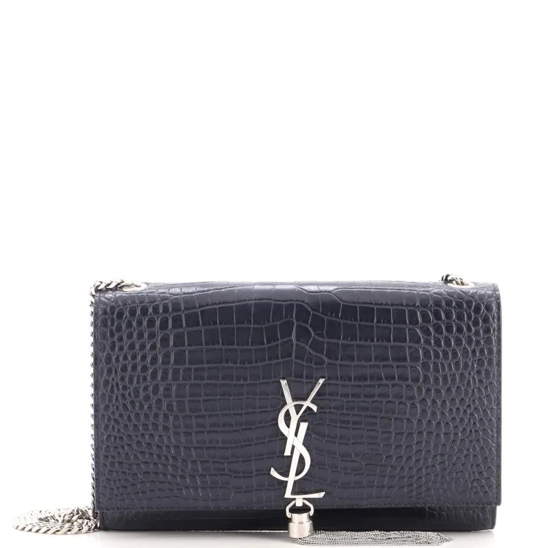 Classic Monogram Tassel Crossbody Bag Crocodile Embossed Leather Medium made by Yves Saint Laurent