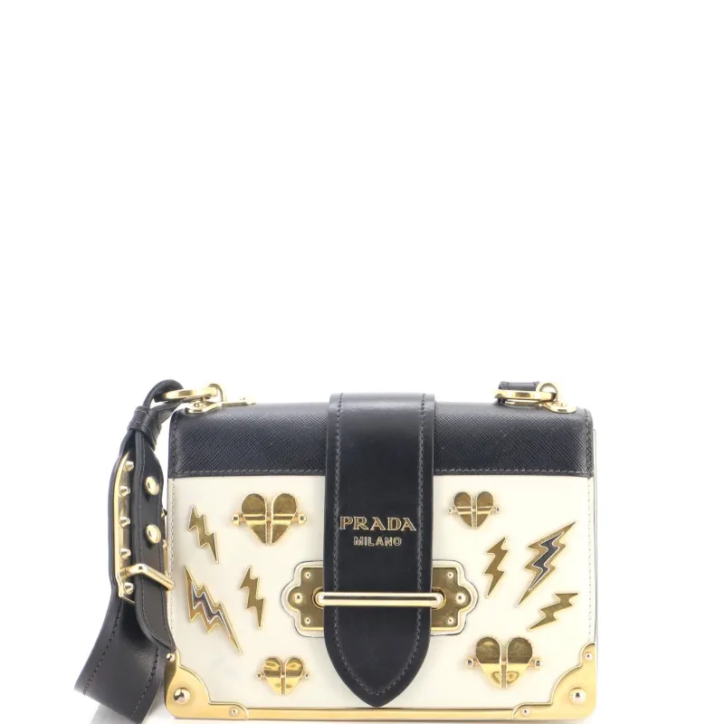 Cahier Crossbody Bag Embellished Leather Small made by Prada