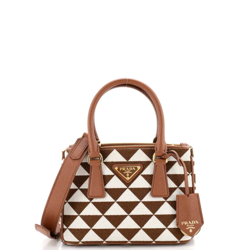 Galleria Double Zip Tote Printed Fabric Mini made by Prada