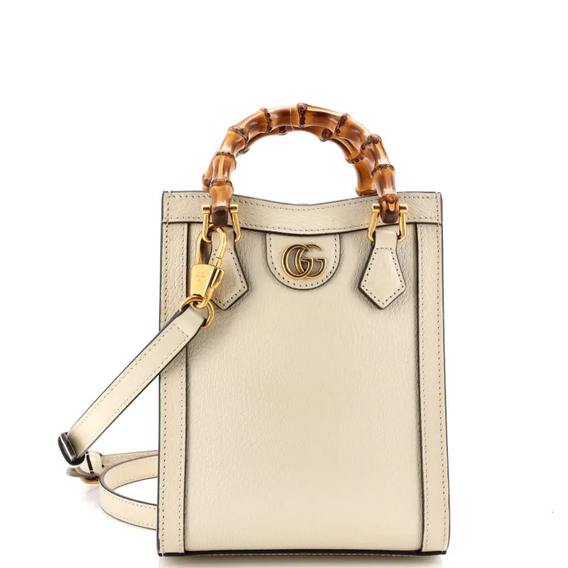 Vertical Diana NM Bamboo Handle Tote Leather Mini made by Gucci
