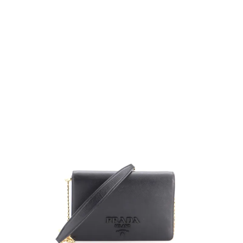 Monochrome Wallet on Chain Saffiano Leather Mini made by Prada