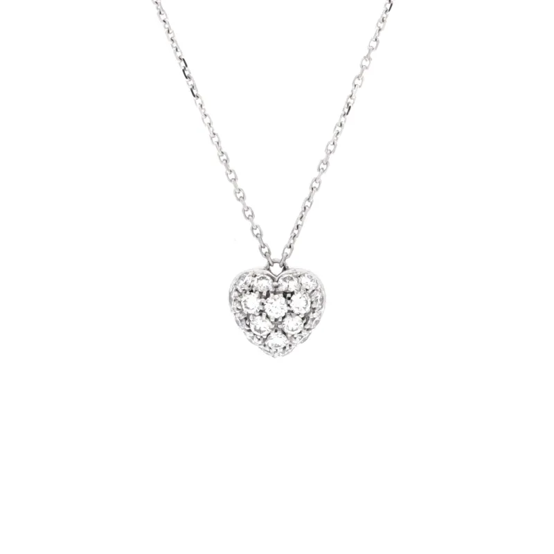 Heart Pendant Necklace 18K White Gold and Pave Diamonds Medium made by Cartier