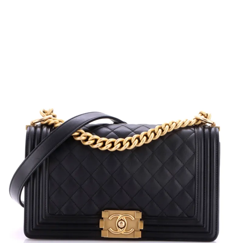 Boy Flap Bag Quilted Lambskin Old Medium made by Chanel