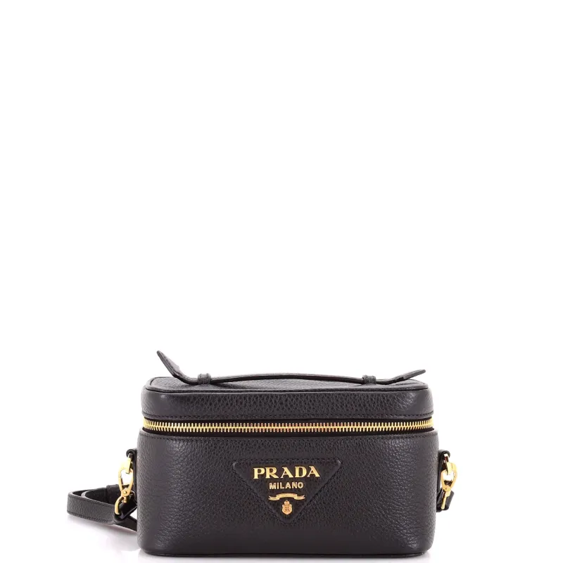 Convertible Top Handle Vanity Shoulder Bag Vitello Daino Mini made by Prada